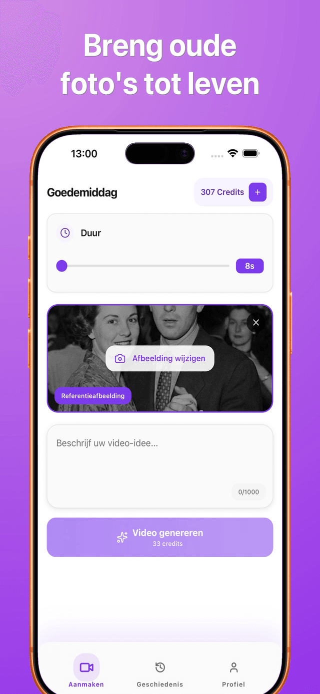 Schermafbeelding van de Bonega AI-app 2