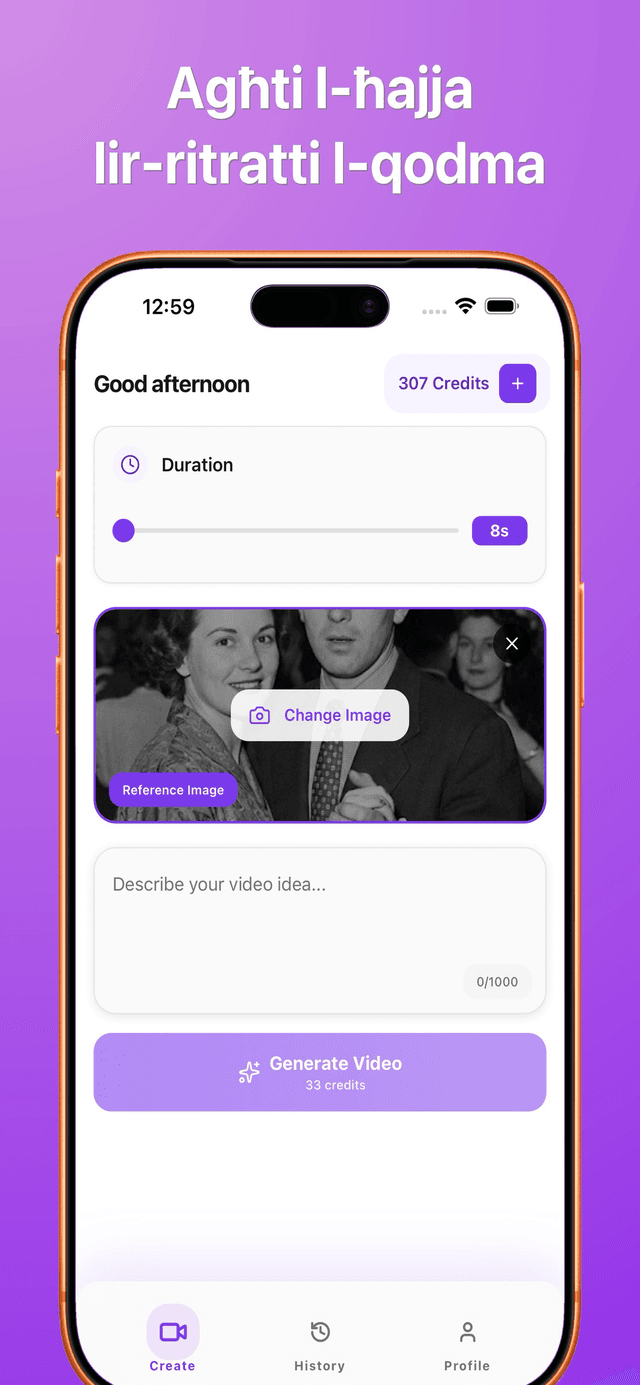 Screenshot tal-app Bonega AI 2